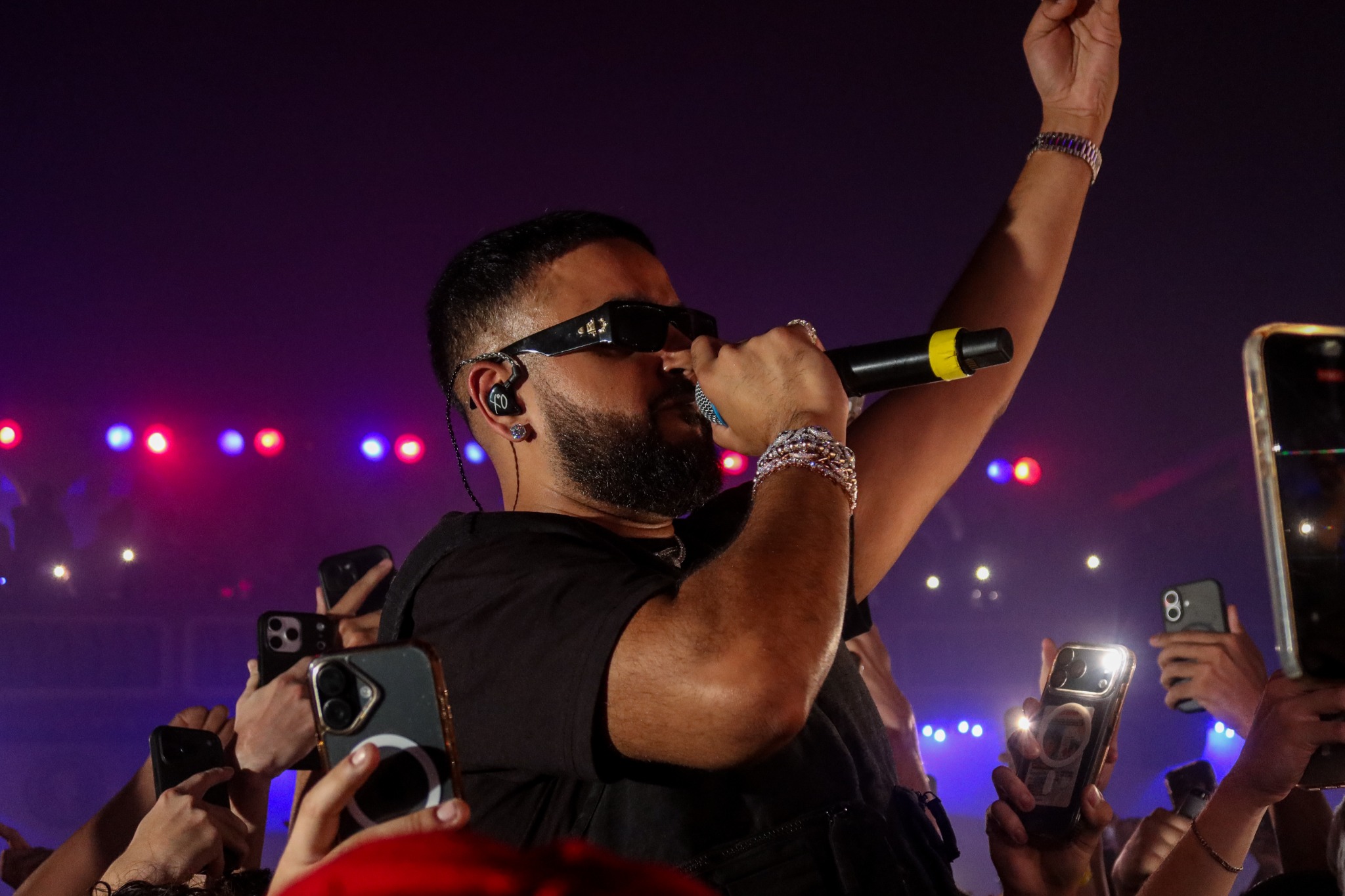 Artist performing close to the crowd